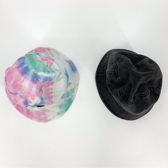 Ardene Tie Dye Yin & Yang Bucket Hat and Faded Black Denim Bucket Hat, One Size - Picture 2 of 16